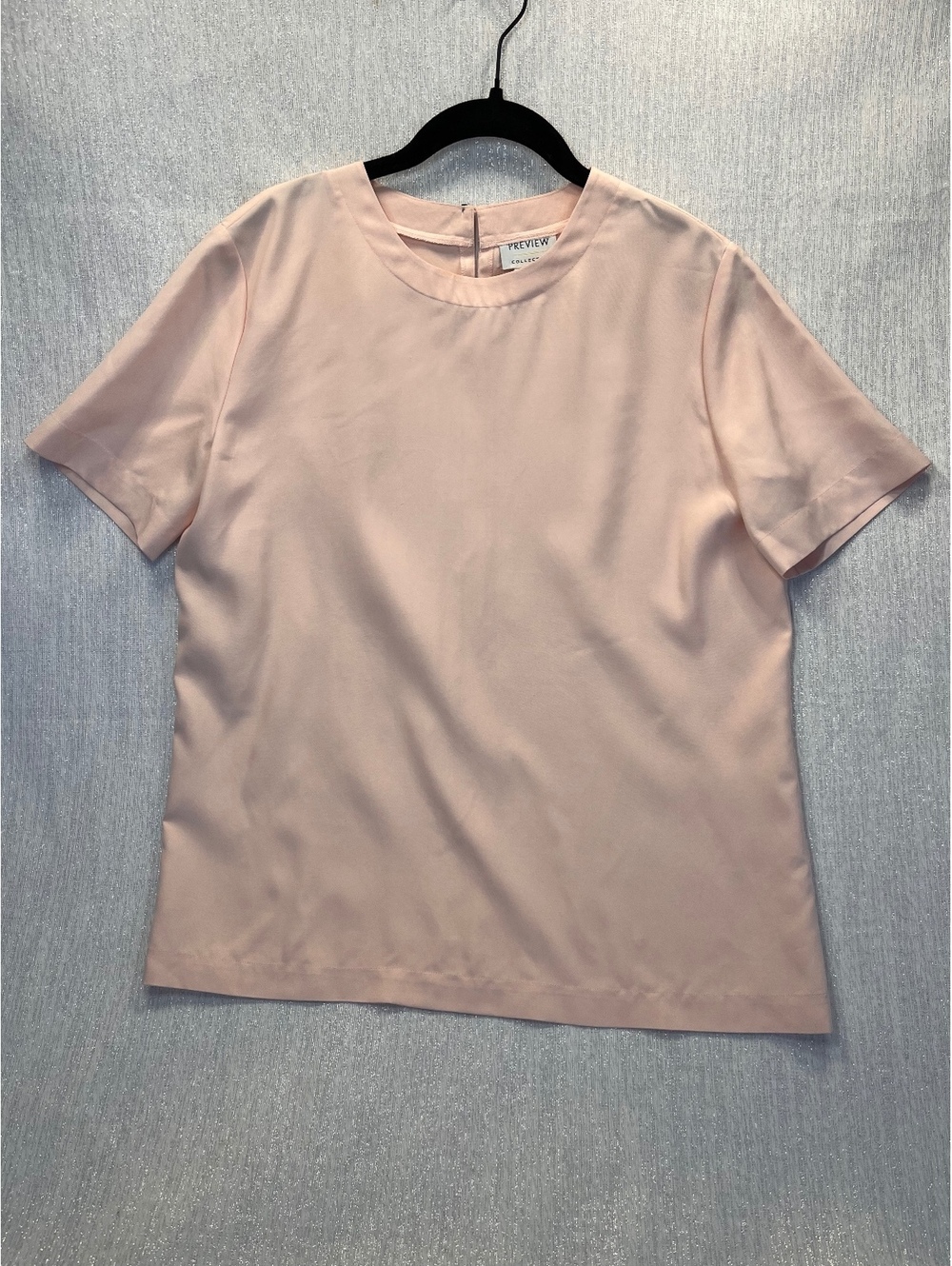Preview Collection Light Pink Silk Short Sleeve Blouse Size S